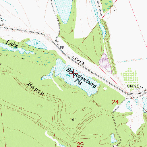 Topographic Map of Brandenburg Pit, LA