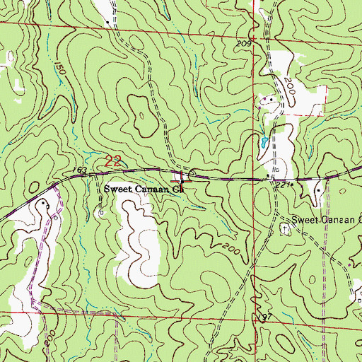 Topographic Map of Sweet Canaan Church, AR