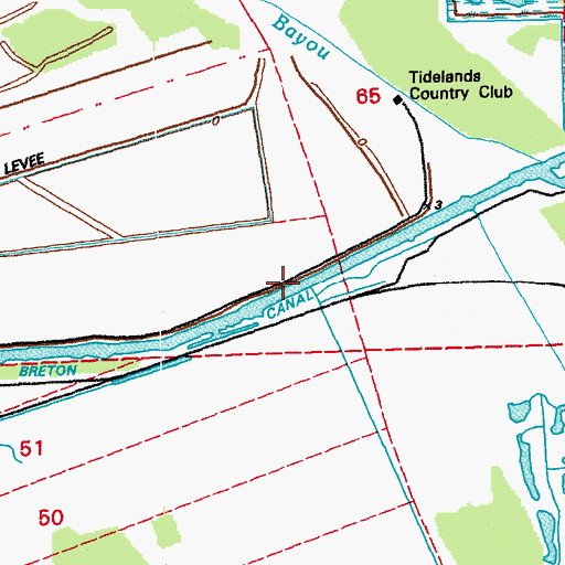 Topographic Map of Breton Canal, LA