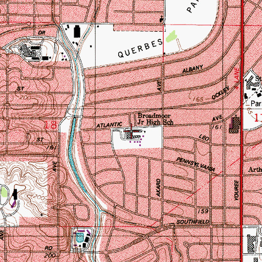 Topographic Map of BROADMOOR MIDDLE LABORATORY SCHOOL, LA