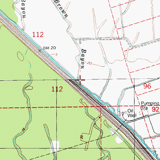 Topographic Map of Brown Bayou, LA