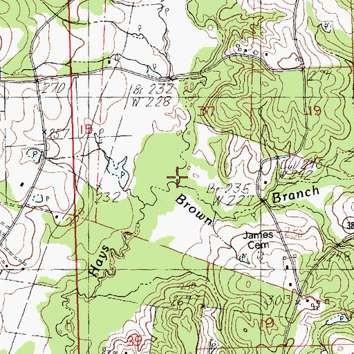 Topographic Map of Brown Branch, LA