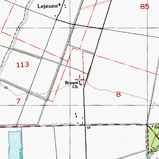 Topographic Map of Brown Church, LA