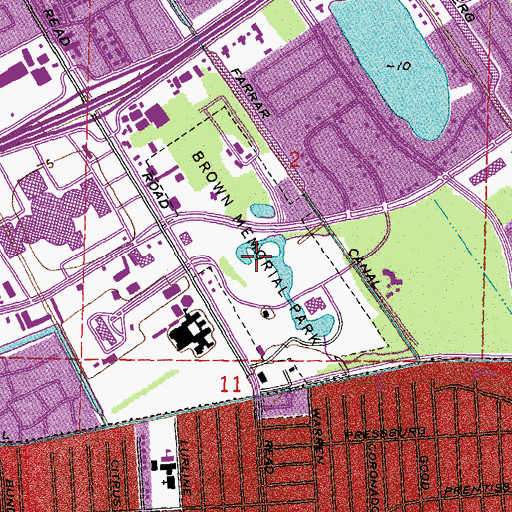 Topographic Map of Brown Memorial Park, LA