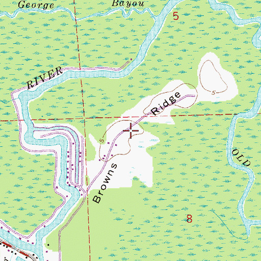 Topographic Map of Browns Ridge, LA