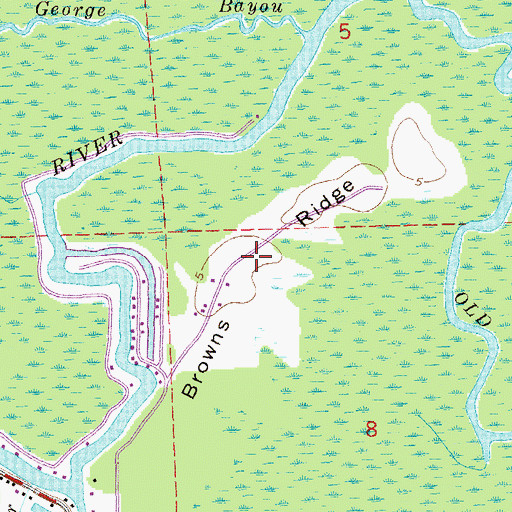 Topographic Map of Browns Ridge, LA