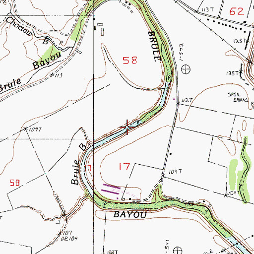 Topographic Map of Brule Bayou, LA