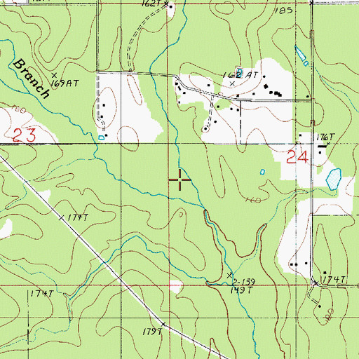Topographic Map of Brushy Branch, LA