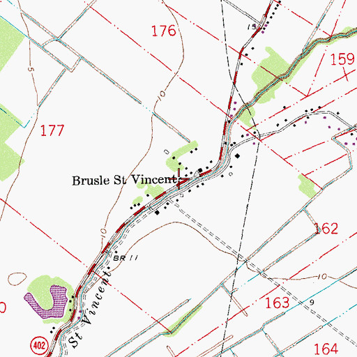 Topographic Map of Brusle Saint Vincent, LA