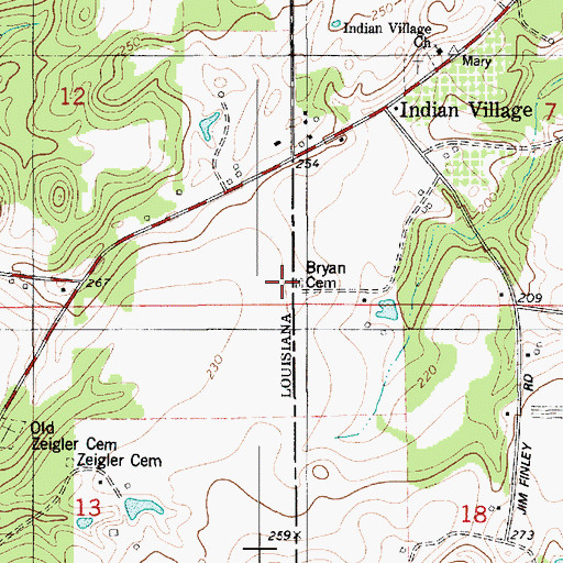 Topographic Map of Bryan Cemetery, LA
