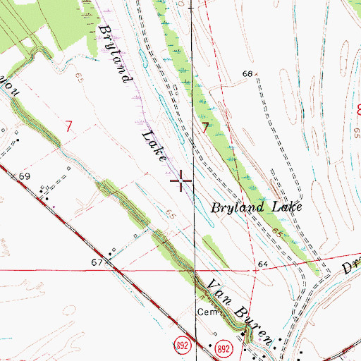 Topographic Map of Bryland Lake, LA