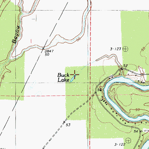 Topographic Map of Buck Lake, LA