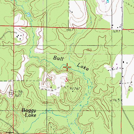Topographic Map of Bull Lake, LA