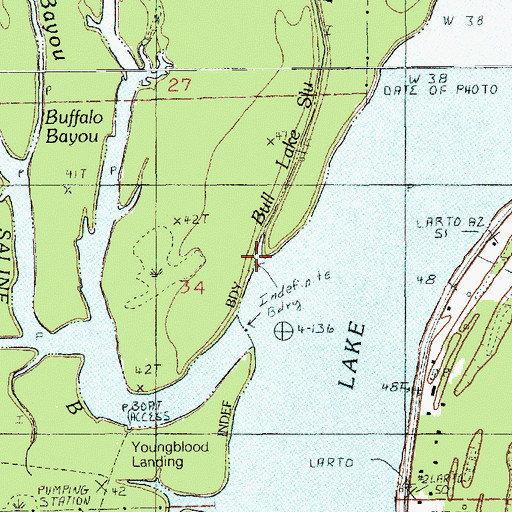 Topographic Map of Bull Lake Slough, LA
