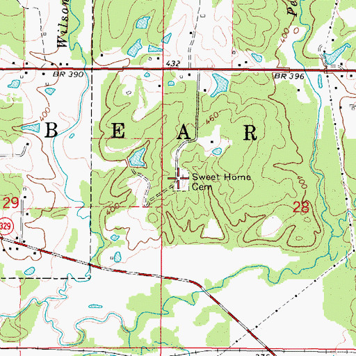 Topographic Map of Sweet Home Cemetery, AR