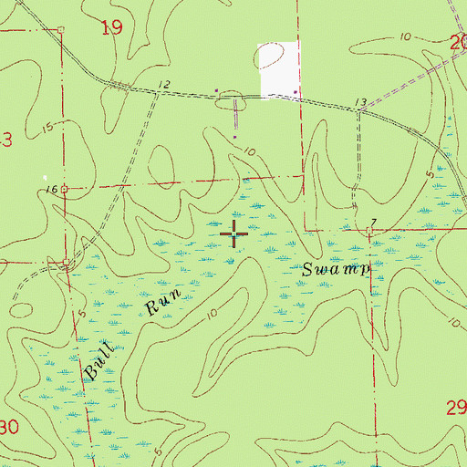 Topographic Map of Bull Run Swamp, LA