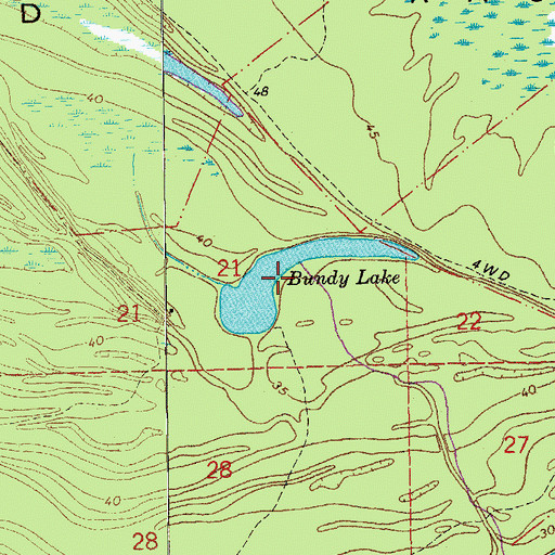 Topographic Map of Bundy Lake, LA
