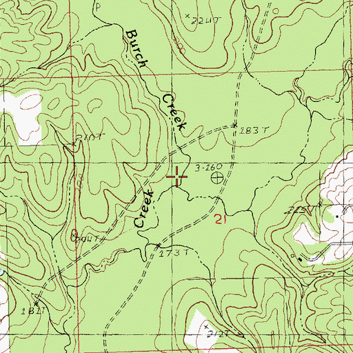 Topographic Map of Burch Creek, LA
