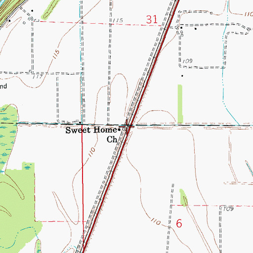 Topographic Map of Sweet Home Church, AR