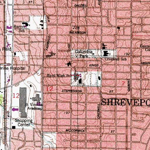 Topographic Map of C E Byrd High School, LA
