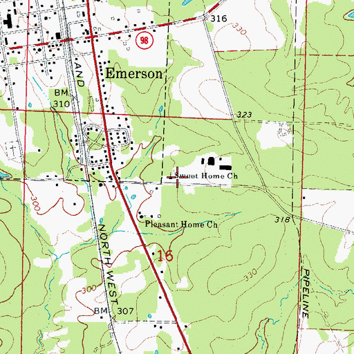 Topographic Map of Sweet Home Church, AR