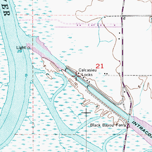 Topographic Map of Calcasieu Locks, LA