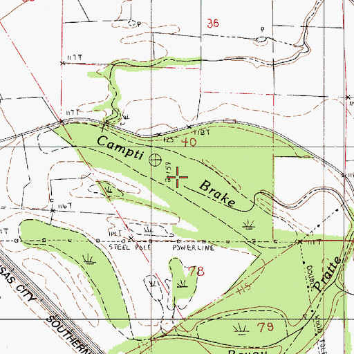 Topographic Map of Campti Brake, LA
