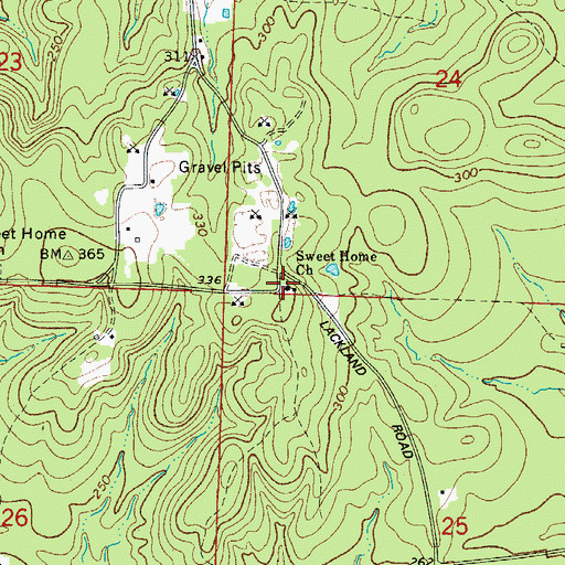 Topographic Map of Sweet Home Church, AR