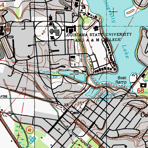 Topographic Map of Campus Lake, LA
