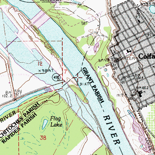 Topographic Map of Cane River, LA