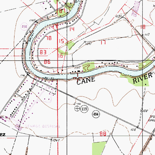 Topographic Map of Cane River Lake, LA