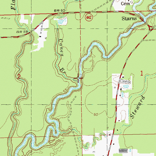 Topographic Map of Caney Branch, LA