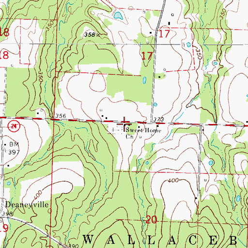 Topographic Map of Sweet Home Church, AR