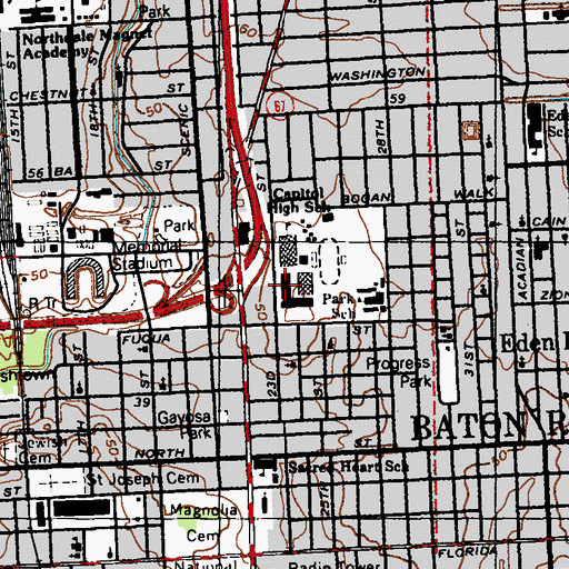 Topographic Map of Capitol Pre - College Academy for Boys High School, LA