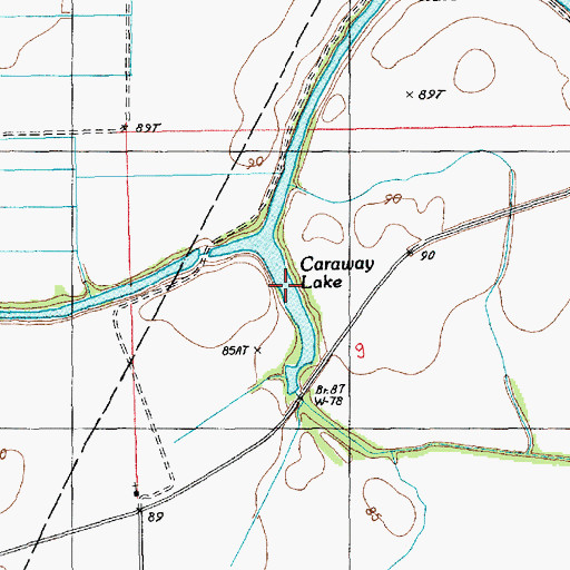 Topographic Map of Caraway Lake, LA