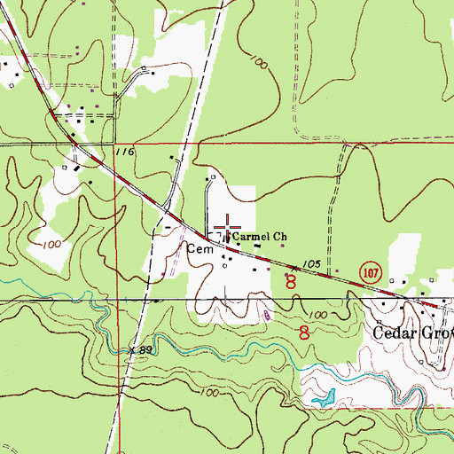 Topographic Map of Carmel Baptist Church, LA