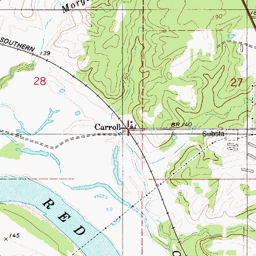 Topographic Map of Carroll, LA