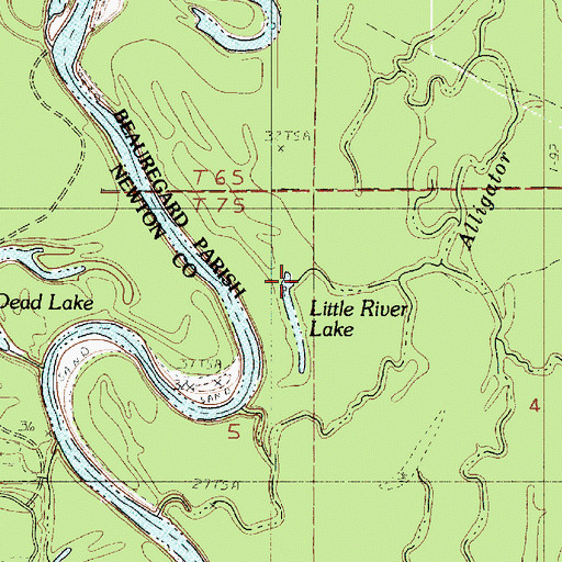 Topographic Map of Little River Lake, LA