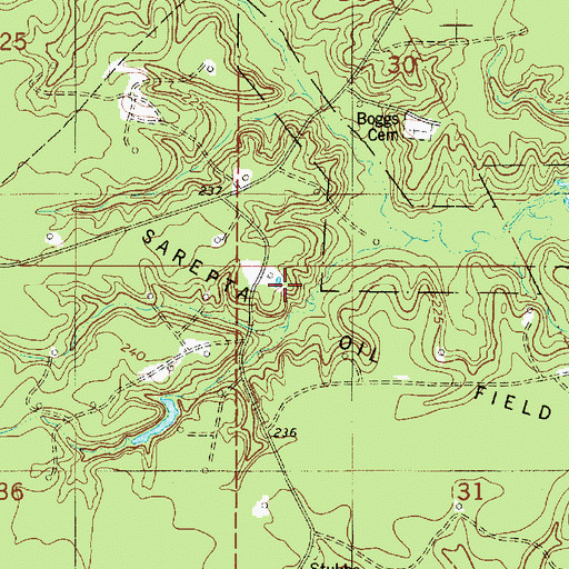 Topographic Map of Sarepta Oil Field, LA