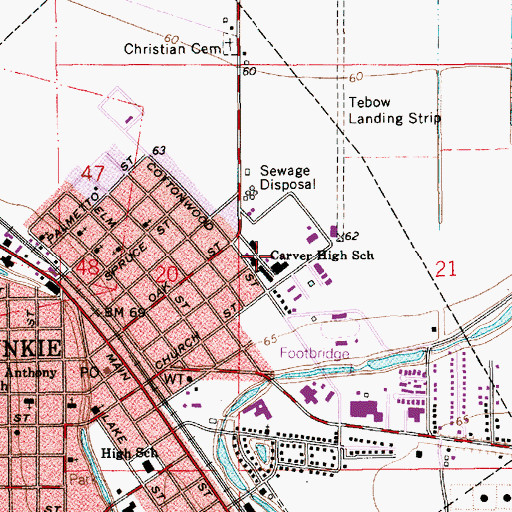 Topographic Map of Bunkie Middle School, LA