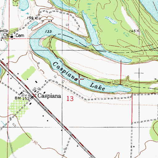 Topographic Map of Caspiana Lake, LA