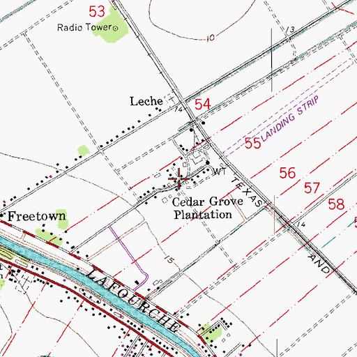 Topographic Map of Cedar Grove Plantation, LA