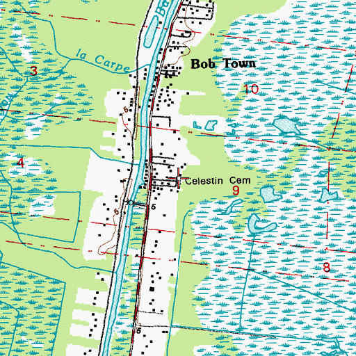 Topographic Map of Celestin Cemetery, LA