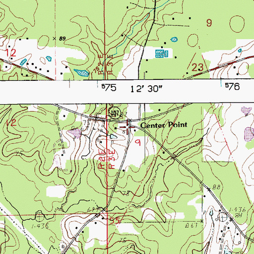 Topographic Map of Center Point, LA
