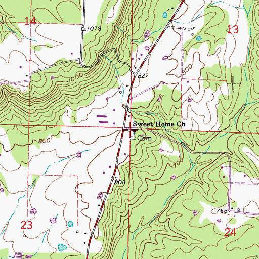 Topographic Map of Sweet Home Church, AR