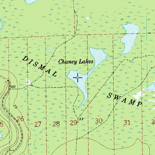 Topographic Map of Chaney Lakes, LA