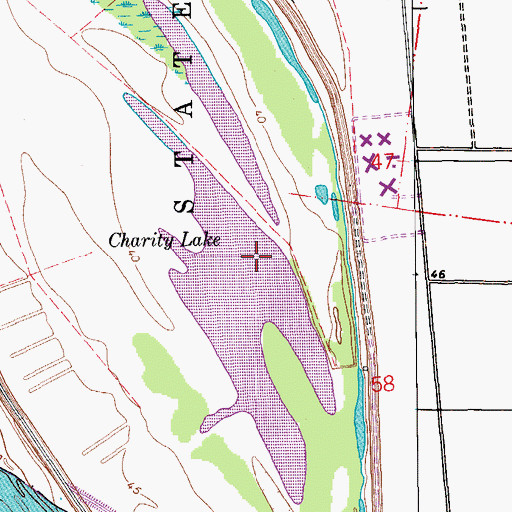 Topographic Map of Charity Lake, LA