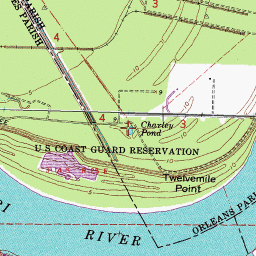 Topographic Map of Charley Pond, LA