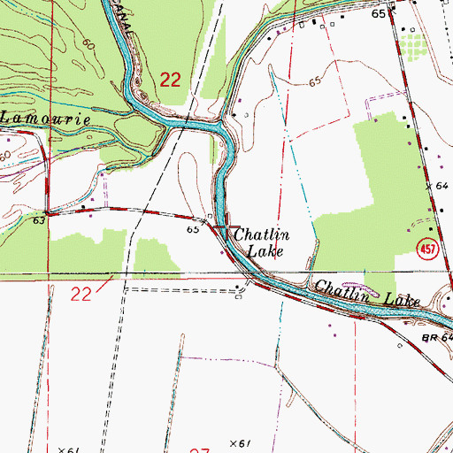 Topographic Map of Chatlin Lake, LA