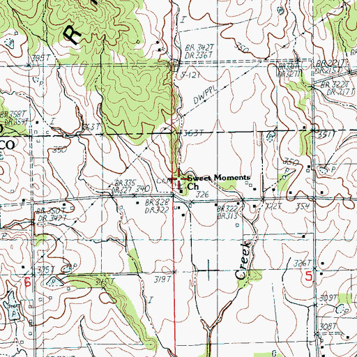 Topographic Map of Sweet Moments Cemetery, AR